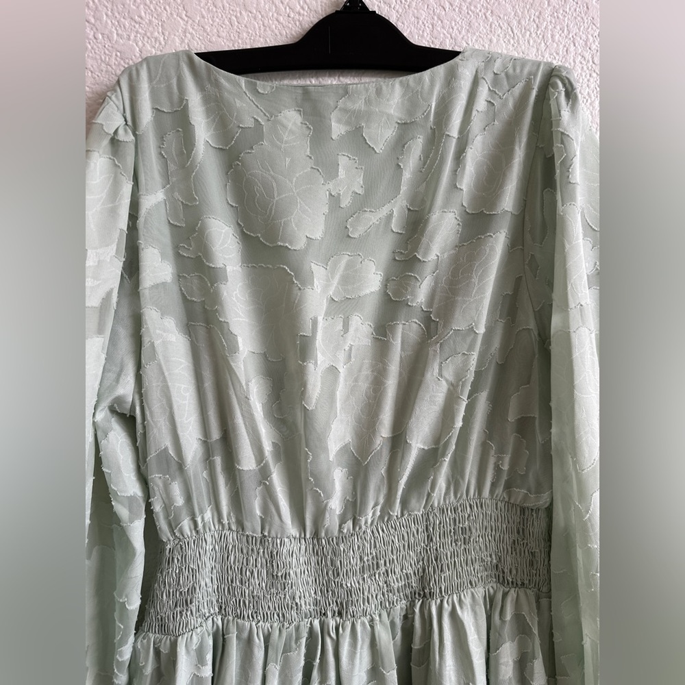 Lulu's Mint Green Long Sleeve Smock Waist Mini Dress - Picture 10 of 15